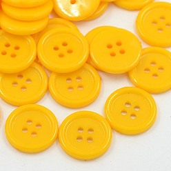 Золотистый Акриловые швейные пуговицы , пластиковые пуговицы рубашки для дизайна костюма, 4-луночное, окрашенные, плоско-круглые, золотые, 17x2 мм, отверстие : 1 мм
