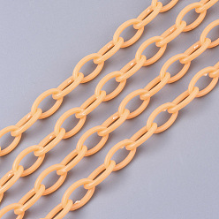 Светло-хаки Непрозрачные акриловые кабельные цепи, лошадиный глаз , светлый хаки, 13x8x2 мм, 18.5 дюйм ~ 19.29 дюйм (47~49 см) / нить