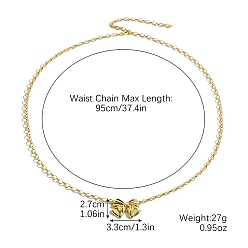 Bowknot Ремни Chian из сплава с бантом для женщин, золотые, бантом, 37-3/8 дюйм (95 см), Кулон : 33x27 мм