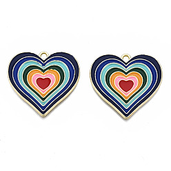 Light Gold Стойки подвески обшивки сплава, с эмалью, без кадмия и без свинца, сердце, золотой свет, 27x28x1 мм, отверстие : 2 мм