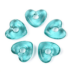 Темно-бирюзовый Бусины лэмпворк , сердце, темные бирюзовый, 13.5~14x15x4.5~5 мм, отверстие : 3.8 мм