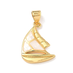 Настоящее золото 18K Латунь эмаль подвески, корабельные прелести, с естественной оболочке, долговечный, стойки покрытие, реальный 18 k позолоченный, 18x13.5x2.5 мм, отверстие : 4.5x3.5 мм