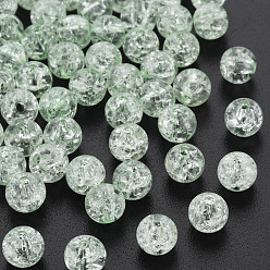 Light Green Transparent Crackle Acrylic Beads, Round, Light Green, 8x7mm, Hole: 1.8~2mm, about 1745pcs/500g