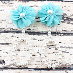 Голубой Браслеты на лодыжку с имитацией жемчуга, пластиком и цветами, босые, с маленькими пальцами, голубой, 3 дюйм (5-1/8 мм)