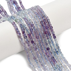 Флюорит Природного флюорита бисер нитей, граненые настольные бусины в форме куба, 2.5x2.5x2.5 мм, отверстие : 0.5 мм, около 183 шт / нитка, 15.63 дюйм (39.7 см)