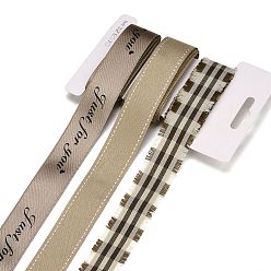 Темный Хаки 9 ярдов 3 стилей полиэфирной ленты, для поделок своими руками, бантики для волос и украшение подарка, имбирная цветовая палитра, Темный хаки, 1~1-1/8 дюйм (25~28 мм), около 3 ярдов / стиль