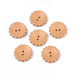 Сэнди Коричневый Пуговицы из натурального дерева, окрашенные распылением, передача, 2-луночное, песчаный коричневый, 27.5x6 мм, отверстие : 2.2 мм
