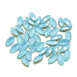 Аквамарин Сделай сам указал назад k 9 стеклянные кабошоны со стразами, случайное цветное покрытие, стиль мокко, граненые, лошадиный глаз , аквамарин, 8x4x3 мм