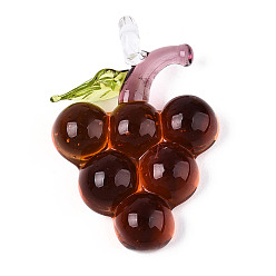 Сиена Подвески лэмпворк ручной работы, винограды, цвет охры, 47~49x32~36x10.5~12 мм, отверстие : 4~6x4~5 мм