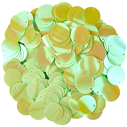Бледно-Зеленый Подвески из пвх с пайетками, пустой плоский круглый, бледно-зеленый, 19x0.3 мм, отверстие : 1.5 мм, Около 3460 шт / 450 г