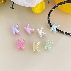 Letter K Cuentas acrílicas con letras y baño UV, abalorios de grande agujero, jalea de imitación, iridiscente, letra k, 19.8~21x8.7~20.5x13.6~13.8 mm, agujero: 6.3 mm
