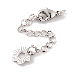 Платина Стойка для цветов с латунными концами, цепочками и застежками-карабинами, долговечный, без свинца и без кадмия, платина, 58 мм, застежка : 10x6x2.8 mm