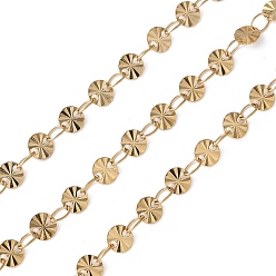 Настоящее золото 18K 304 цепи из нержавеющей стали ссылка, пайки, с катушкой, ионное покрытие (ip), плоско-круглые, реальный 18 k позолоченный, 4x0.5 мм, около 32.81 футов (10 м) / рулон