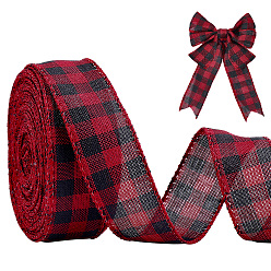 Красный 1 рулонная полиэфирная лента, шотландка шаблон, для рождественской подарочной упаковки, красные, 1-1/2 дюйм (38 мм), около 19.69 ярдов (18 м) / комплект