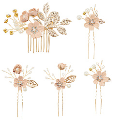 Персиковый Слойка Набор заколок для волос из пластика, смолы и железа, розовые, 70x97x5.5 мм