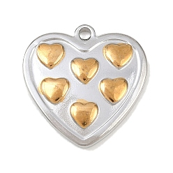 Золотой & Цвет Нержавеющей Стали 304 подвески из нержавеющей стали, сердце, золотые и нержавеющая сталь цвет, 19x18.5x2.5 мм, отверстие : 1.6 мм