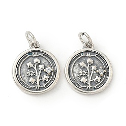 Античное Серебро Латунные микро проложить кубического циркония подвески, плоский круглый с цветными чарами, без свинца и без кадмия, стойки покрытие, долговечный, с целью перехода в кольце, античное серебро, 14.5x12.5x3 мм, отверстие : 3 мм