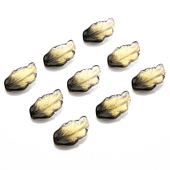 Золотистый Краски для выпечки стеклянные бусины, Топ пробуренной, лист, золотые, 28x17x4 мм, отверстие : 1 мм