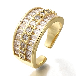 Настоящее золото 18K Покрытие стойки латунь прозрачный цирконий широко открытые манжеты кольца, без кадмия и без свинца, долговечный, для женщин, реальный 18 k позолоченный, 10.5 мм