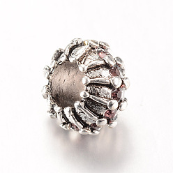 Свет Аметист Европейские бусины, сплав, стразы , бусины с большим отверстием, рондель, светлый аметист, 10x7~8 мм, отверстие : 5 мм