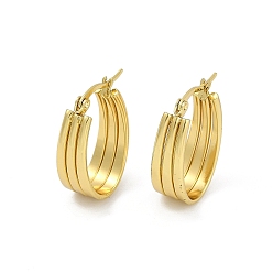 Золотой Вакуумное покрытие pvd 201 серьги-кольца из нержавеющей стали для женщин, с 304 штифтов из нержавеющей стали, овальные, золотые, 26x8 мм