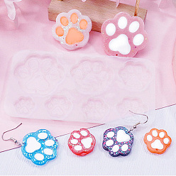 Paw Print DIY силиконовые формы кулон, формы для литья смолы, для уф-смолы, изготовление ювелирных изделий из эпоксидной смолы, отпечаток лапы, 67x127x5 мм, отверстие : 2 мм, внутренний диаметр: 17~41x18~45 мм