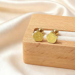 Тигр 304 из нержавеющей стали серьги, реальный 18 k позолоченный, тигр, 6 мм