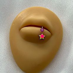 Звезда 316Хирургическая нержавеющая сталь с акриловыми светящимися кольцами для губ, цвет нержавеющей стали, фиолетовые, звезда, внутренний диаметр: 10 мм, штифты : 1.2 мм, Руководитель: 4 mm