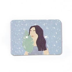 Light Sky Blue Rectangle Paper Jewelry Display Cards for One Pair Earring Storage, Women Pattern, Light Sky Blue, 2.5x3.5x0.05cm, Hole: 1.4mm