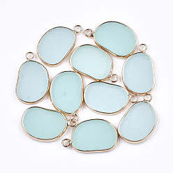 Amazonite Natural Amazonite Pendants, with Brass Findings, Golden, Dyed, 25x15.5x2mm, Hole: 2mm