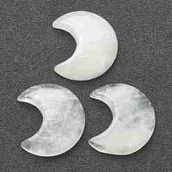 Хрусталь Кристалл кабошоны природного кварца, кабошоны из горного хрусталя, нет отверстий / незавершенного, для проволоки завернутые кулон решений, луна, 34~35x29~30x7.5~9 мм