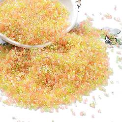 Светло-хаки Стеклянные бусины прозрачных цветов, круглое отверстие, с покрытием AB цвета, цилиндр, светлый хаки, 1.6x1.3 мм, отверстие : 0.8 мм, Около 60000 шт / фунт