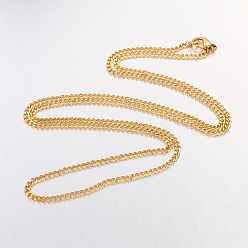 Golden Unisex Casual Style 304 Stainless Steel Twisted Chain Necklaces, with Lobster Claw Clasps, Faceted, Golden, 23.6 inch(59.9cm)