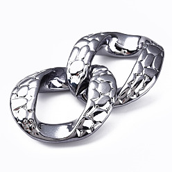 Черный Цвет Металла Акриловые кольца с покрытием uv , разъемы для быстрой связи, для изготовления украшений из цепочек, Twist овальные, металлический черный , 48x42x14 мм, внутренний диаметр: 30x23 мм