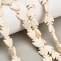 Fish Dyed Synthetic Turquoise Beads Strands, Floral White, Fish, 15x13x5mm, Hole: 1.5mm, about 27pcs/strand, 15.16''(38.5cm)