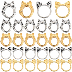 Античный Серебристый & Золотой 80шт 4 стили сплав бусины рамка, форма кошки, старинное серебро & золотой, 16~18x14.5~15x2.5~5 мм, отверстие : 1.2~1.4 мм, 20 шт / стиль