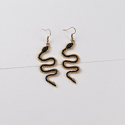 Реактивный Самолет Болтаться серьги сплава горный хрусталь, змея, золотые, струя, 70x21 мм