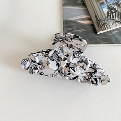 Noir Pinces à cheveux griffes en acétate de cellulose, fleur, noir, 75x40mm