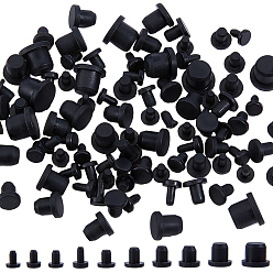 Черный 100шт 10 стили силиконовая пробка для бутылки, чёрные, 6.5~17.5x6.5~10 мм, 10 шт / стиль