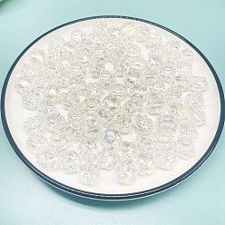 Clair Jolies perles acryliques transparentes, de couleur plaquée ab , impression de patte de chat, clair, 16x18.5mm, Trou: 4mm