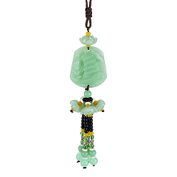 Verde Decoraciones colgantes de cristal, pepitas, Adorno colgante para coche de imitación de jade verde, verde, 500 mm