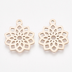 Розовое Золото 201 подвески из нержавеющей стали, цветок, розовое золото , 19x16x1 мм, отверстие : 1.4 мм