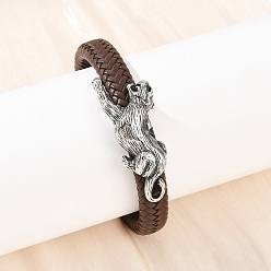 Кокосово-Коричневый 11.5браслеты из микрофибры и кожи с леопардовым принтом, с 304 из нержавеющей стали магнитные застежки, античное серебро, кокосового коричневый, 8-3/4 дюйм (22.3 см)