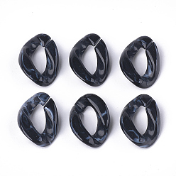 Черный Акриловые связей кольца, разъемы для быстрой связи, для изготовления бордюрных цепей, Стиль имитация драгоценных камней, твист, чёрные, 23x16.5x5.5 мм, Отверстие : 11.5x6 мм , около 580 шт / 500 г