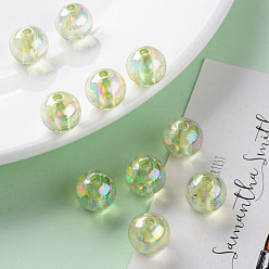 Pale Green Transparent Acrylic Beads, AB Color Plated, Round, Pale Green, 12x11mm, Hole: 2.5mm, about 566pcs/500g