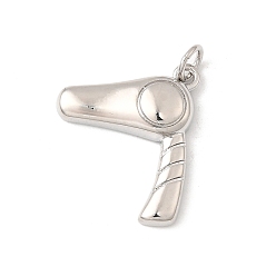 Платина Латунные подвески, фен, долговечный, без свинца и без кадмия, стойки покрытие, с целью перехода в кольце, платина, 20.5x17x4 мм, отверстие : 3.5 мм