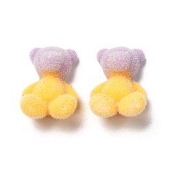 Gold Two Tone Flocky Resin Cabochons, Bear, Gold, 17.5x12x7.8mm