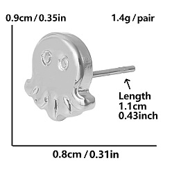 Платина Простые и нежные серьги-гвоздики в виде медуз, с 304 винтажными украшениями из нержавеющей стали, платина, 9x8 мм