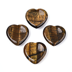 Тигровый глаз Натуральные камни для беспокойства тигровый глаз, камень большого пальца сердца, 28.5~30x29.5~31x6.5~8.5 мм