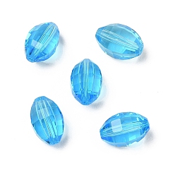 Deep Sky Blue Glass Imitation Austrian Crystal Beads, Faceted, Oval, Deep Sky Blue, 11x8mm, Hole: 0.8~1.4mm